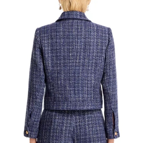 NWT Aqua Tweed Boucle Jacket Blue Metallic Gold Threading Size M - Picture 4 of 12